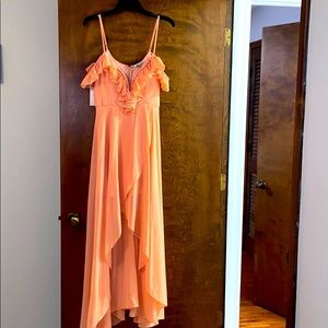 Size large coral high low dress